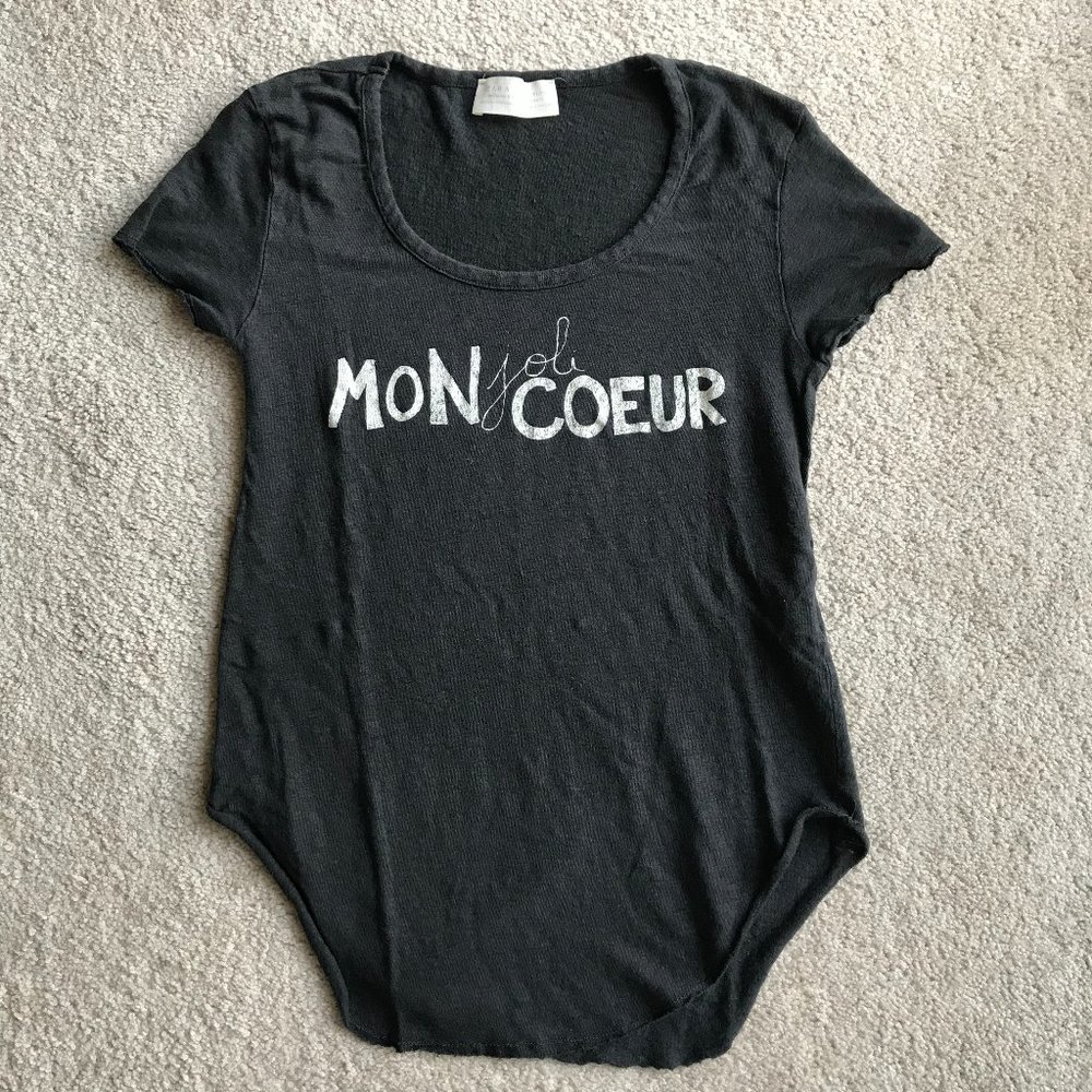 Zara "Mon Joli Coeur" Knit T-Shirt